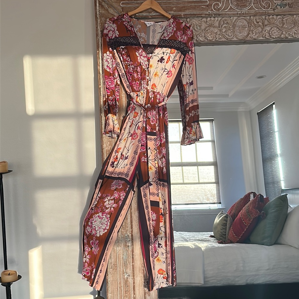 Jumpsuit In Rust, Brown, Cream And Splashes Of Ye… - image 1